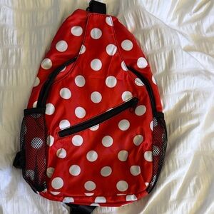 Red Polka Dot Small Backpack. Used once at Disney.